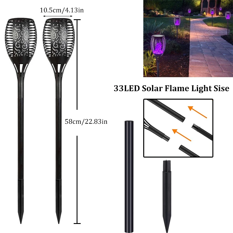 1/2Pcs 33 LED migotanie światła słonecznego światła zewnętrzne Solar wodoodporna wystrój ogrodu ścieżka trawnika lampy ogrodowe podłogowej Patio