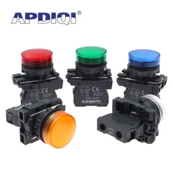 APDIQI 1Pcs NB5 BVM BVB 22mm 12V 24V 220V 380V Panel Mount High Brightness LED Power Indicator Pilot Signal Light Lamp Red Green