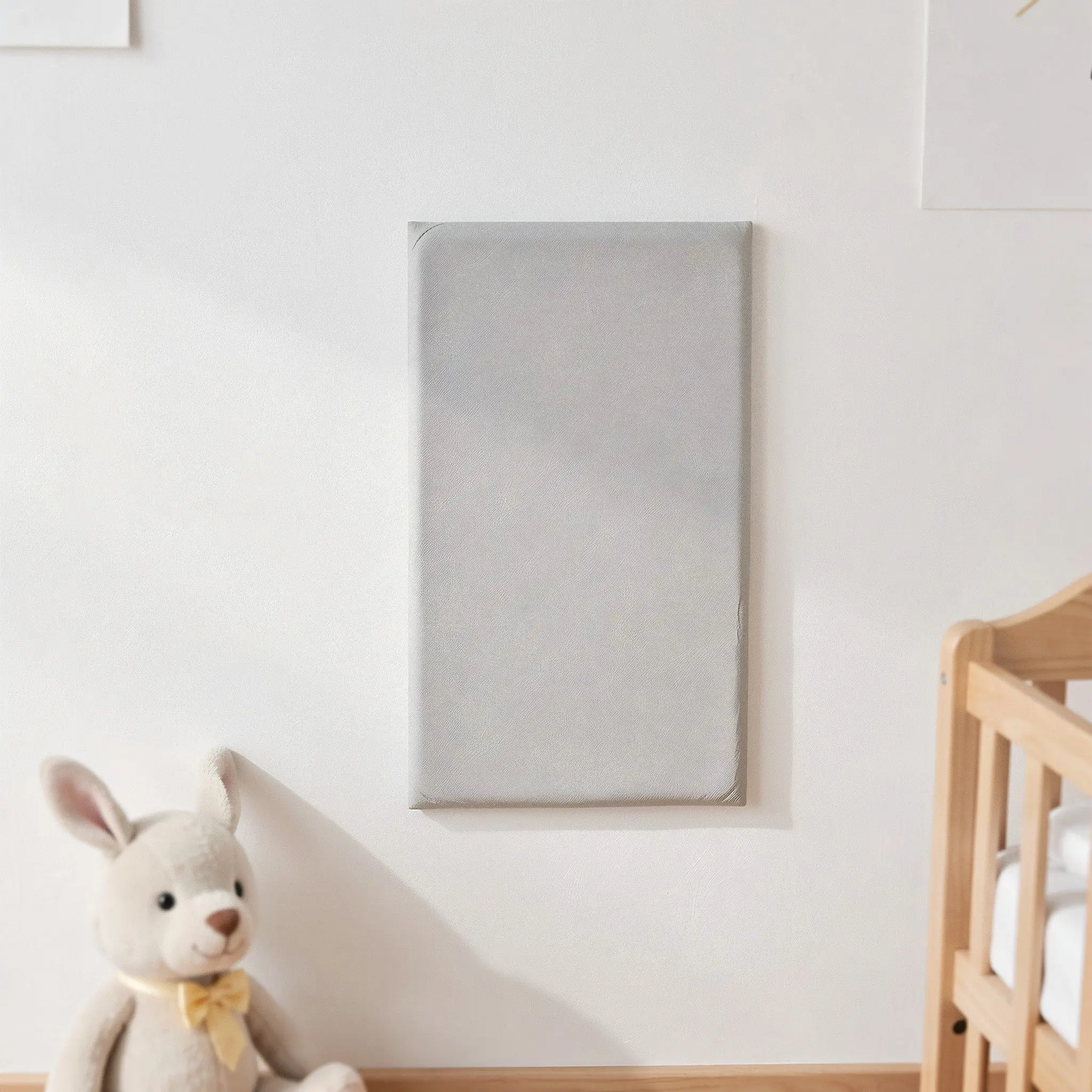 4Pcs Child Safety Wall Padding Grey Peel Stick 20x9x0.4 Anti Collision Cushioned Panels Kids Room Nursery Soundproof Wall
