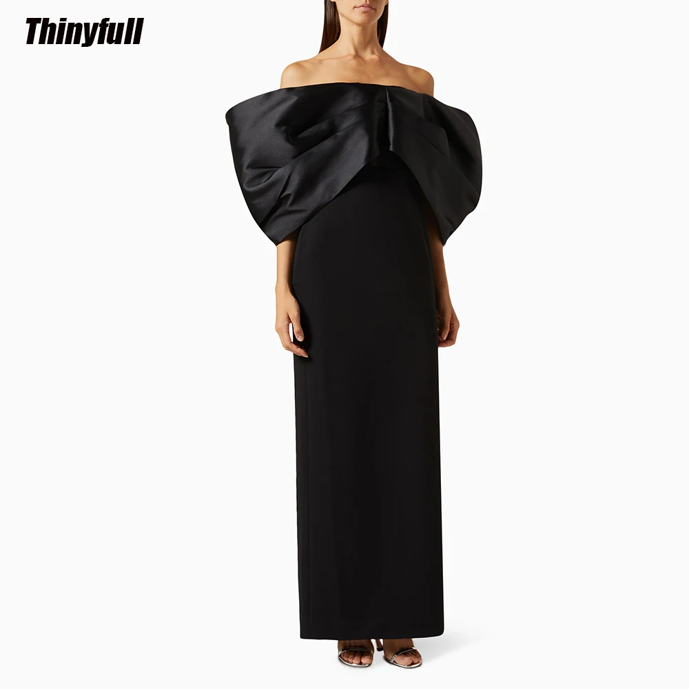 Thinyfull-Black Mermaid Prom Dresses, Strapless, Off Shoulder, Evening Party Gown, Split Outfit para ocasiões formais, Vestido Arábia Saudita