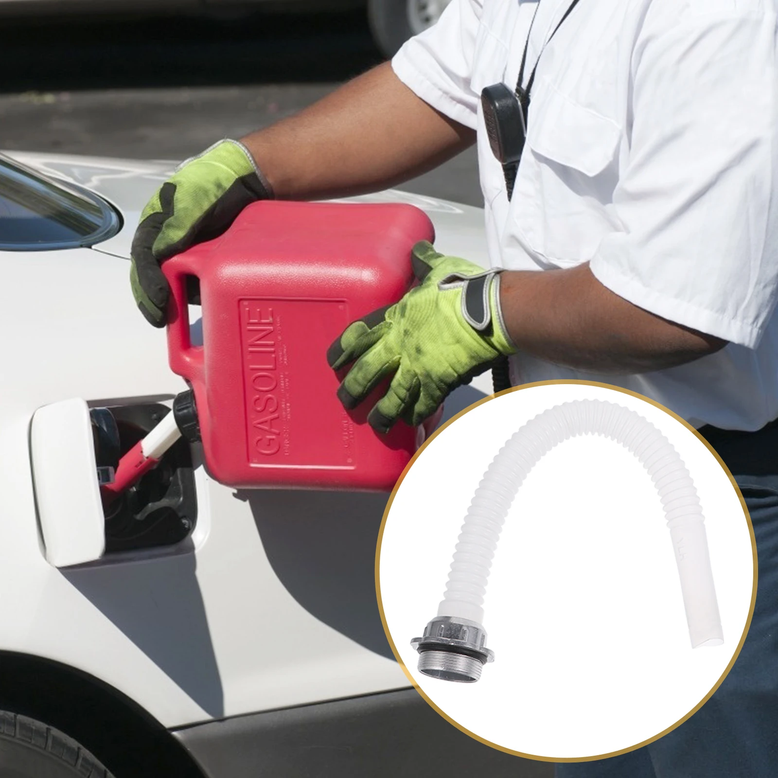 

Aluminum Fuel Can Nozzle Built-in Strainer Leak Proof Hand Tight Fast Fueling 360 Degree Bendable Spout Reusable Car