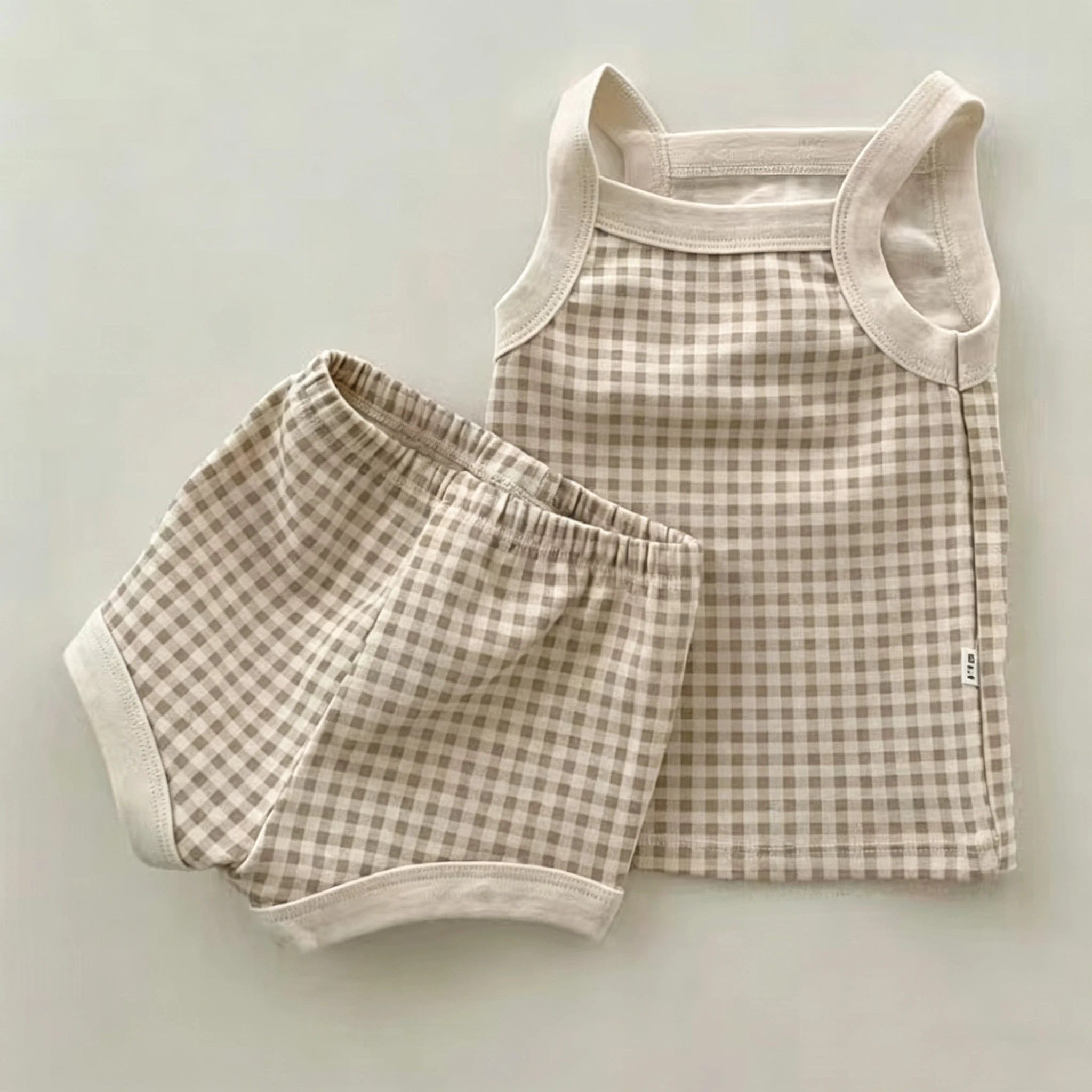 TZ22083 Girls Baby Sleeveless Vest And Shorts Set Cute Toddler Outfit Combo