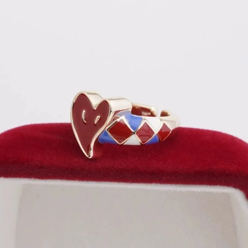 

VENTFILLE 925 Sterling Silver Glaze Love Heart Ring For Women Texture Vintage Minimalist Fashion Creative Jewelry Gift Dropship