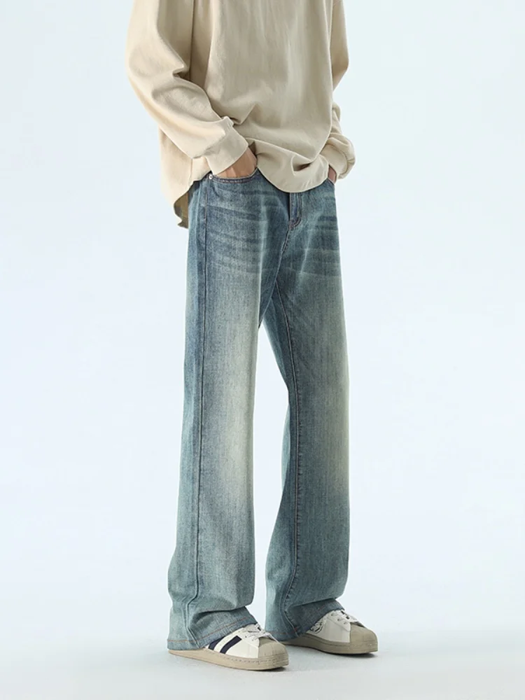 

Мужские джинсы American High Street 2024: Новинка осени, прямые широкие брюки, струящиеся, модные, универсальные, молодежные, износостойкие