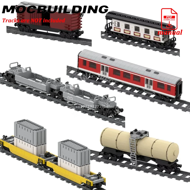 Railroad Passenger Cars Wagon Carriage Train Cars Model Railway Railroad MOC Building Bricks Display Construction Toys Gifts