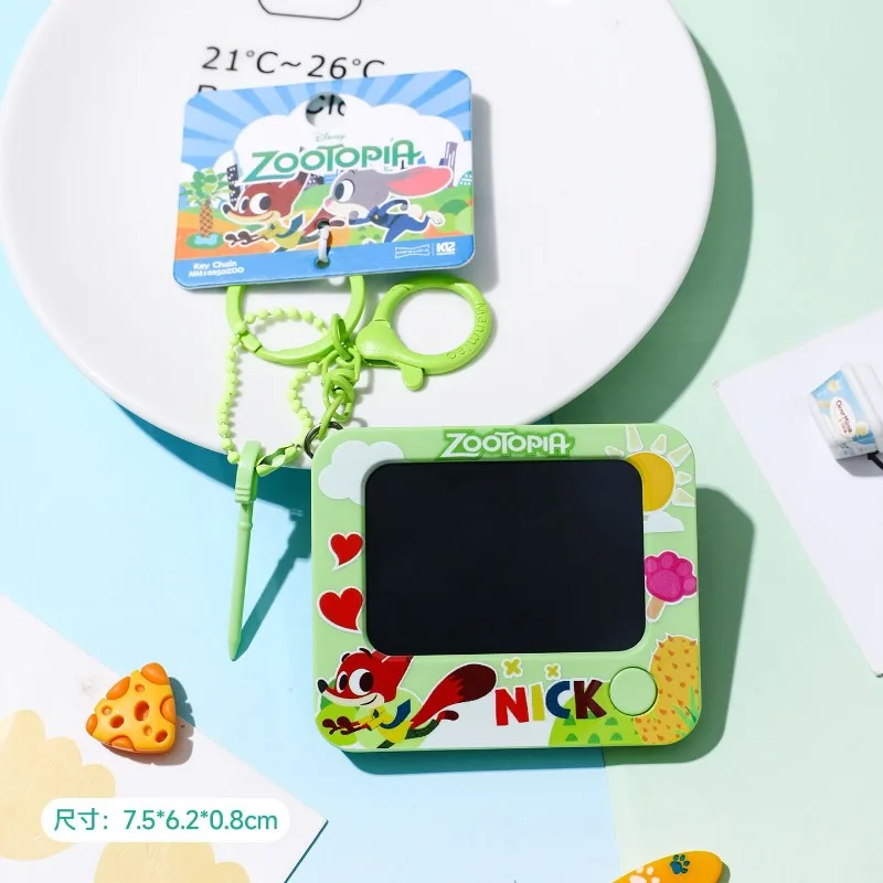 Zootopia Judy Nick gantungan kunci bantalan grafiti mini, liontin bantalan tulisan tangan kreatif kepribadian kartun lucu, hadiah liburan mainan anak-anak