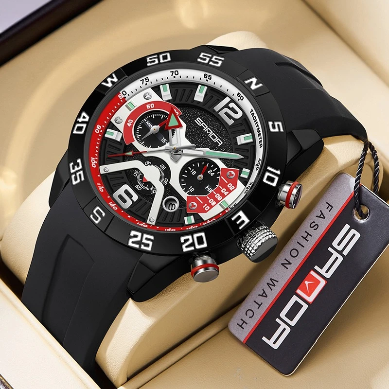 SANDA men's watch business six-pin waterproof calendar men's watch chronograph multi-function quartz watch