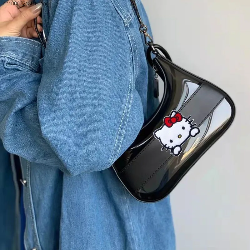 Sanrio Hello Kitty Retro Niche Single Shoulder Crossbody Handbag Women's New Portable Versatile Handbag Fashion Trend Armpit Bag