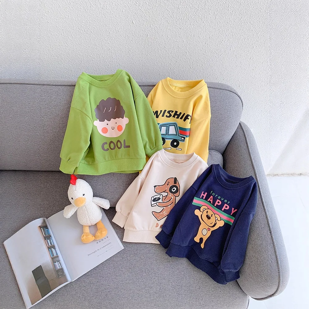 

2026 Spring/Summer Children's Casual Sports Sweatshirt - 2-8 Years Old - Boys and Girls Cartoon Hooded T-Shirt with Long Sleeves