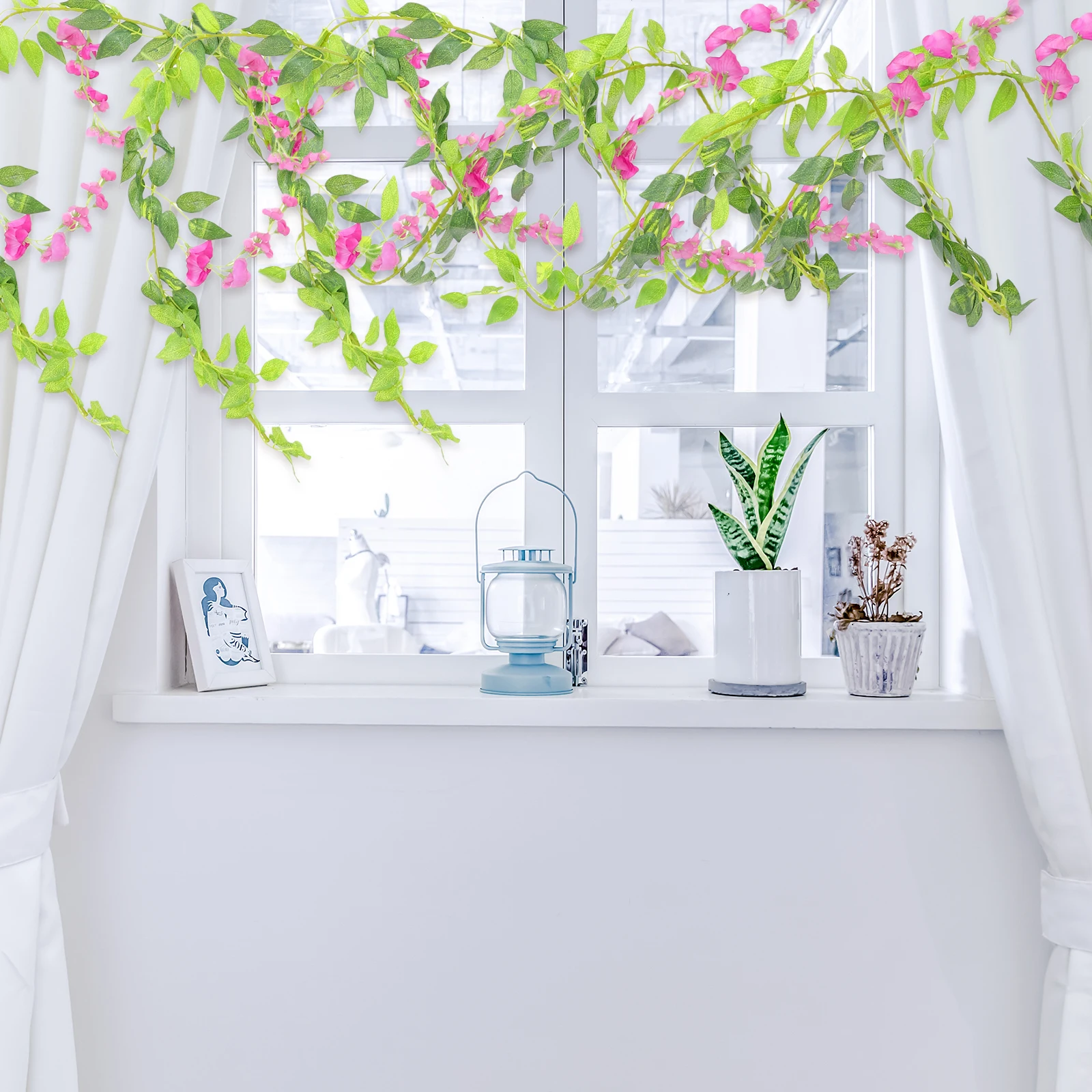 

Artificial Wisteria Vine Hanging Decor Simulated Purple Flowers Fake Plant Garland Home Wedding PartyDecoration