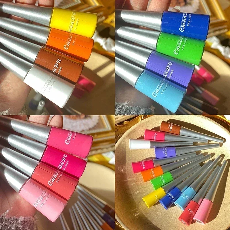 Pensil Eyeliner cair biru Ultra tipis tahan lama cepat kering halus pelangi warna-warni Eye Liner tahan air tanpa mekar kosmetik