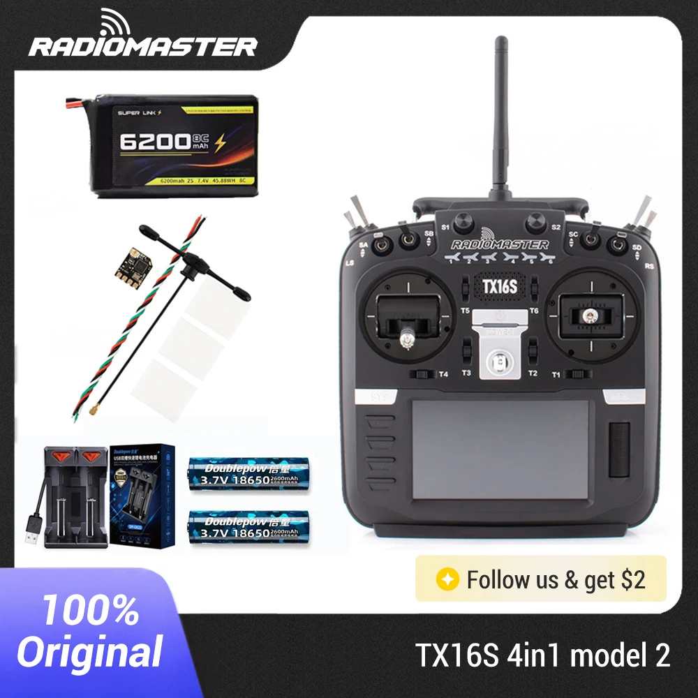 RadioMaster TX16S MKII V4.0 Hall Gimbals FCC 16CH ELRS 2.4G 4in1 Transmitter Remote Control with RP1 Receiver EDGETX OPENTX