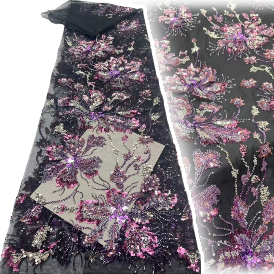 

5 ярдов модная ткань для вышивки бисером, сетчатый материал для суконь и свадебных платьев, ткань с блестками Iny, одежда, сделай сам, Crts S1632