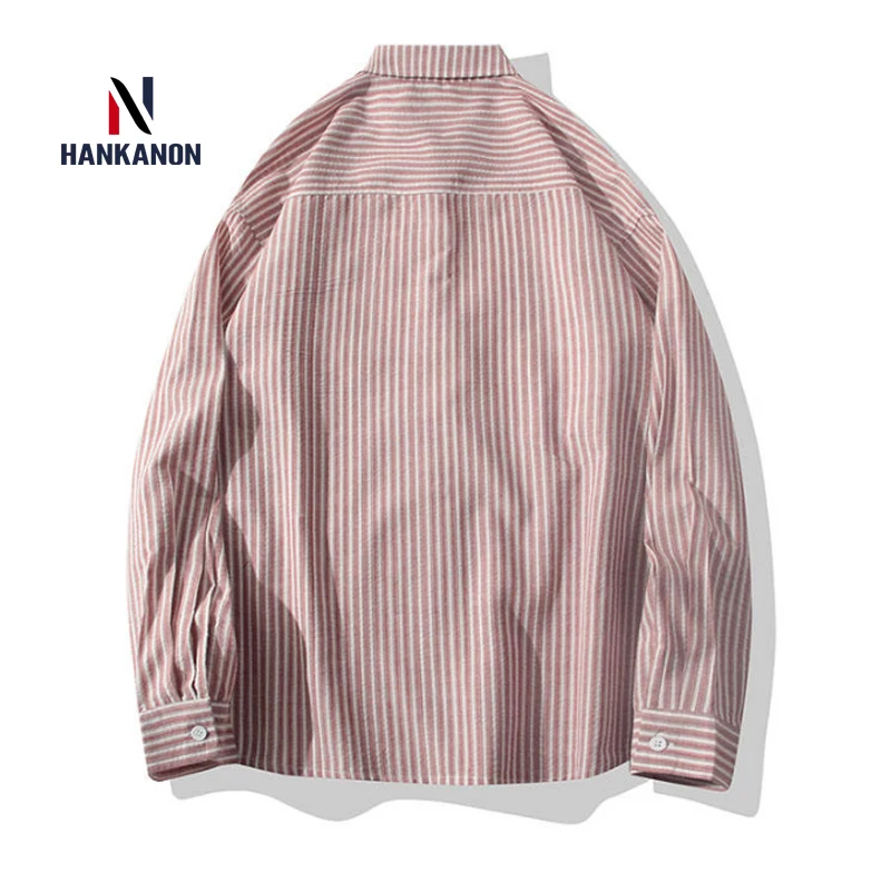 Spring New Arrival Striped Long-Sleeved Shirt Coat: Loose Casual Unisex Design for Couples