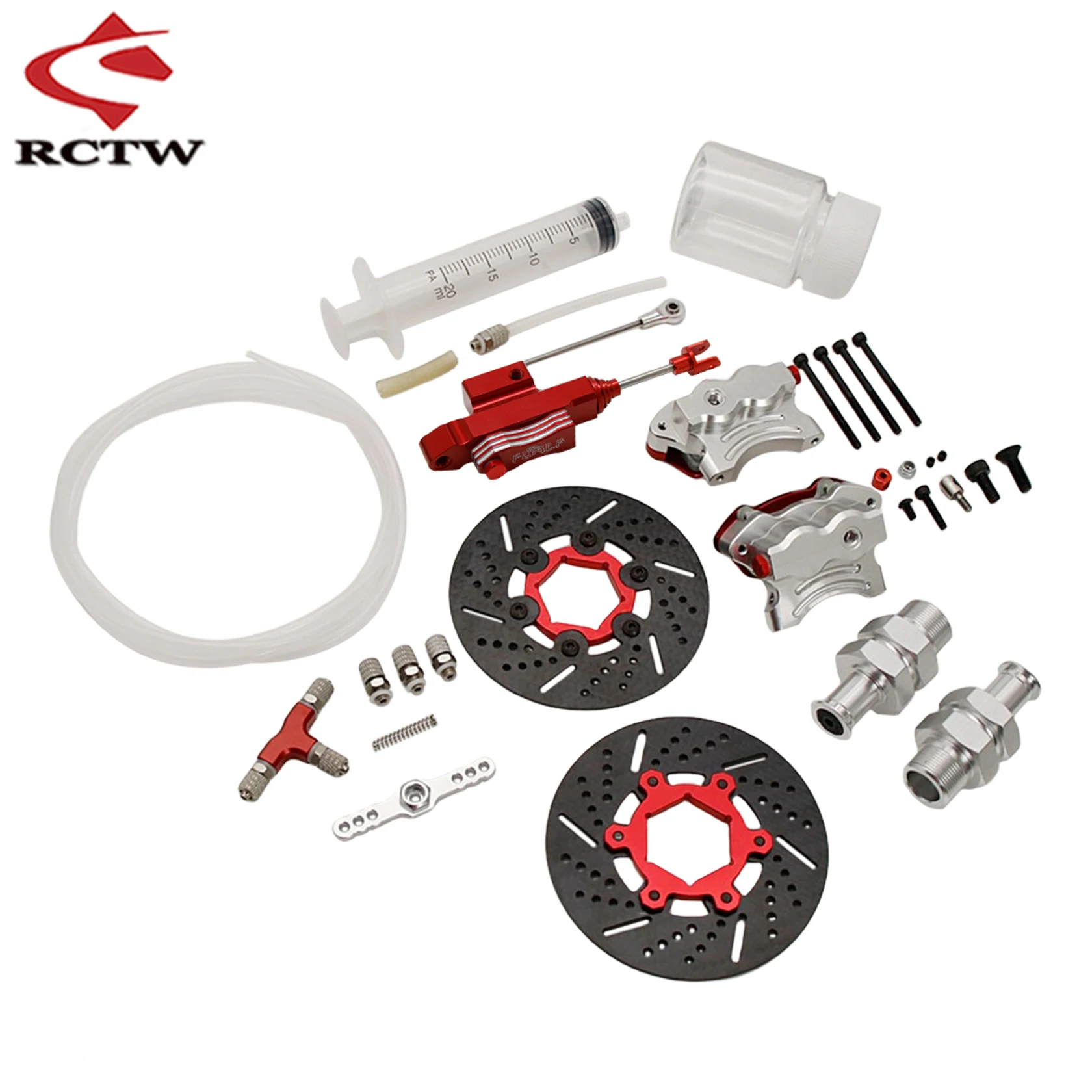 CNC Front Wheel Hydraulic Brake System or Main Pump or Disc or Pipe Kit for 1/5 Hpi Rofun Rovan Km Baja 5B SS 5T 5SC RC Car Part