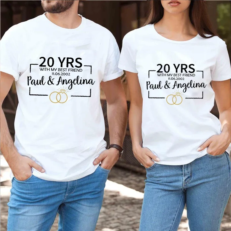 Personalized Anniversary Couples Shirts 20th Anniversary Gifts for Women Custom Couple Tee  Matching Gift for Bestfriends