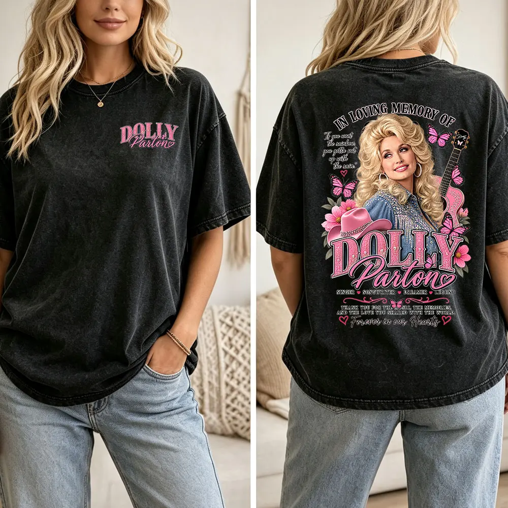 Tribute 1946-2026 Legend Country Music Dolly Parton Vintage Washed T Shirts Men Women's Clothing Fashion Short Sleeves T-shirt
