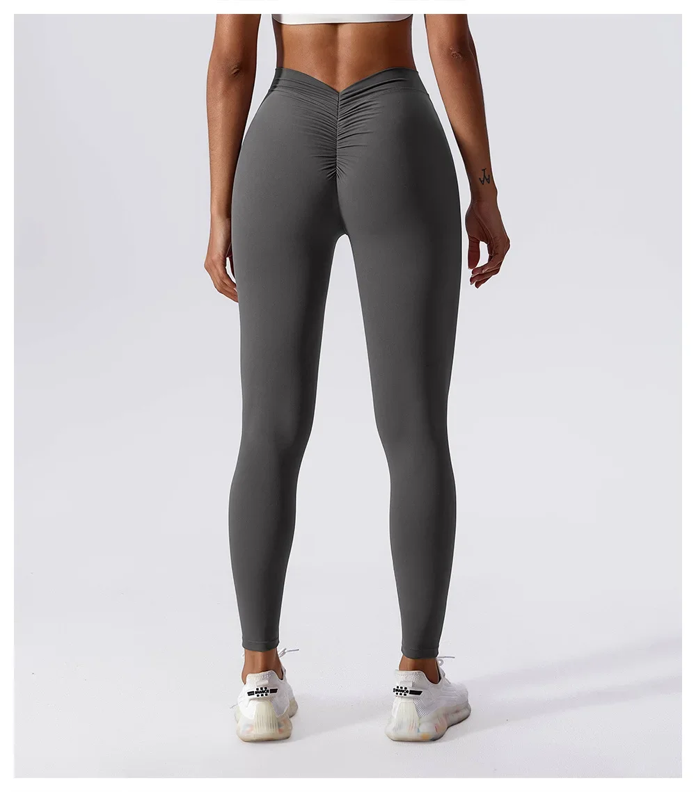 Yoga Pants Back V-Waist Fitness Hip Lift Honey Peach Hip Sports Tights No Awkwardness Thread Warp Hip Long Pants