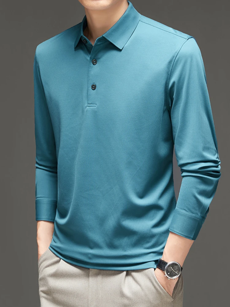 Men's Long-Sleeved T-shirt Spring New Thin High-End Bottoming Shirt Business Casual Men's Polo Shirt