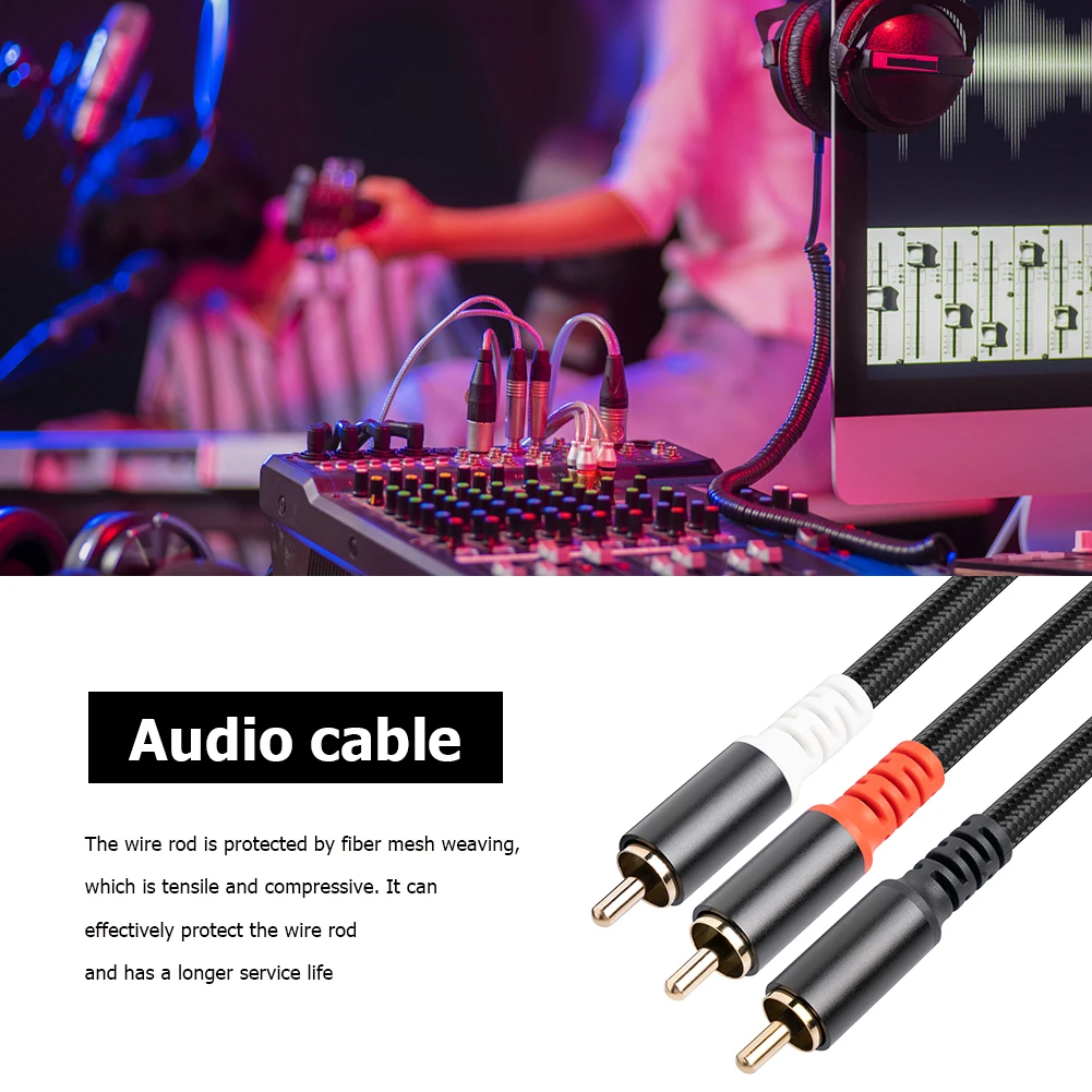 1/2/3/5 متر مضخم الصوت Y كابل مع المقابس المطلية بالذهب RCA إلى 2RCA Y كابل الفاصل سلك الصوت المساعد لمضخم التلفزيون مشغل ديفيدي