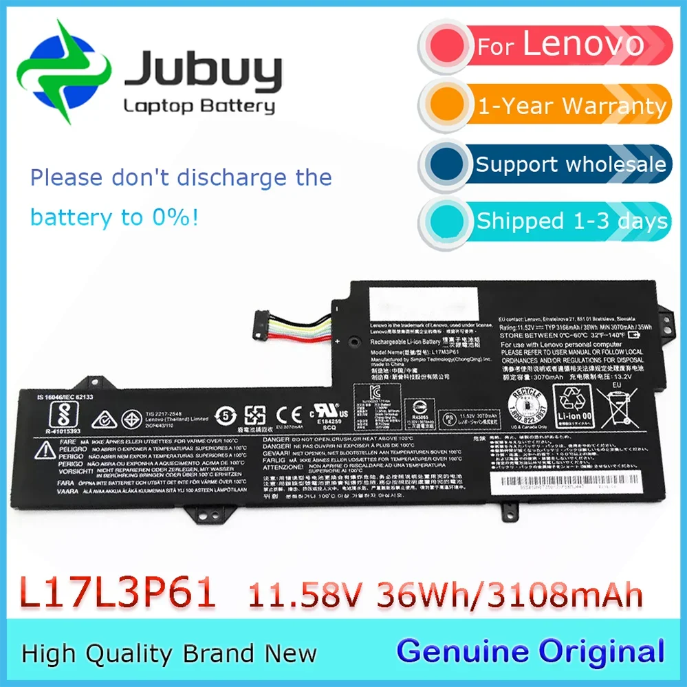 

Original 11.58V 36Wh L17L3P61 Notebook Battery for Lenovo Ideapad Yoga 720-12IKB 330-11IGM 320S-13IKB L17M3P61 L17C3P61