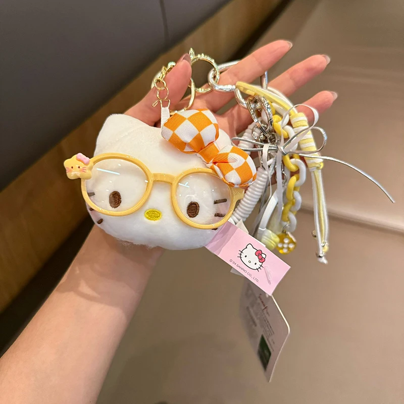 Sanrios Hellokittys llavero de felpa lindo mochila bolso encanto colgante bolso de mujer accesorio llavero para niñas regalos
