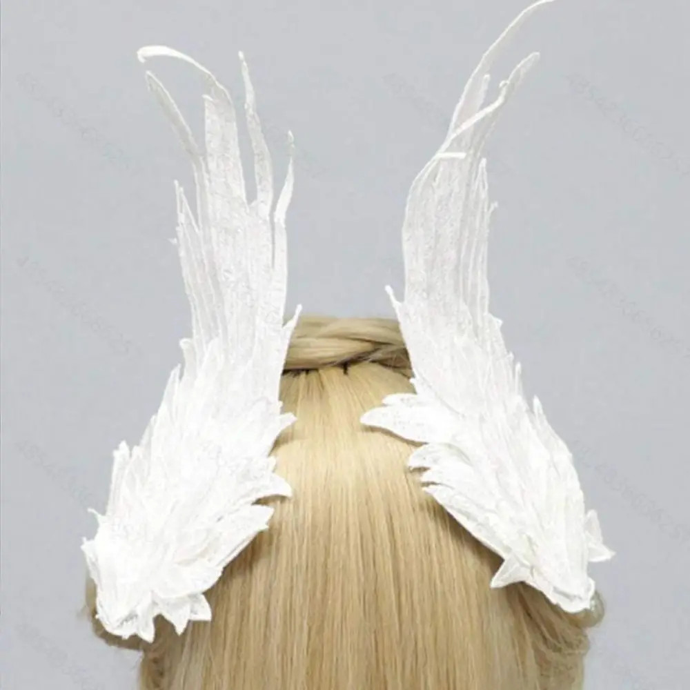 

Harajuku Fairy Feather Embroidery Edge Clip Sweet Hair Decors Wing Headdress Cosplay Halloween Duckbill Clip Party