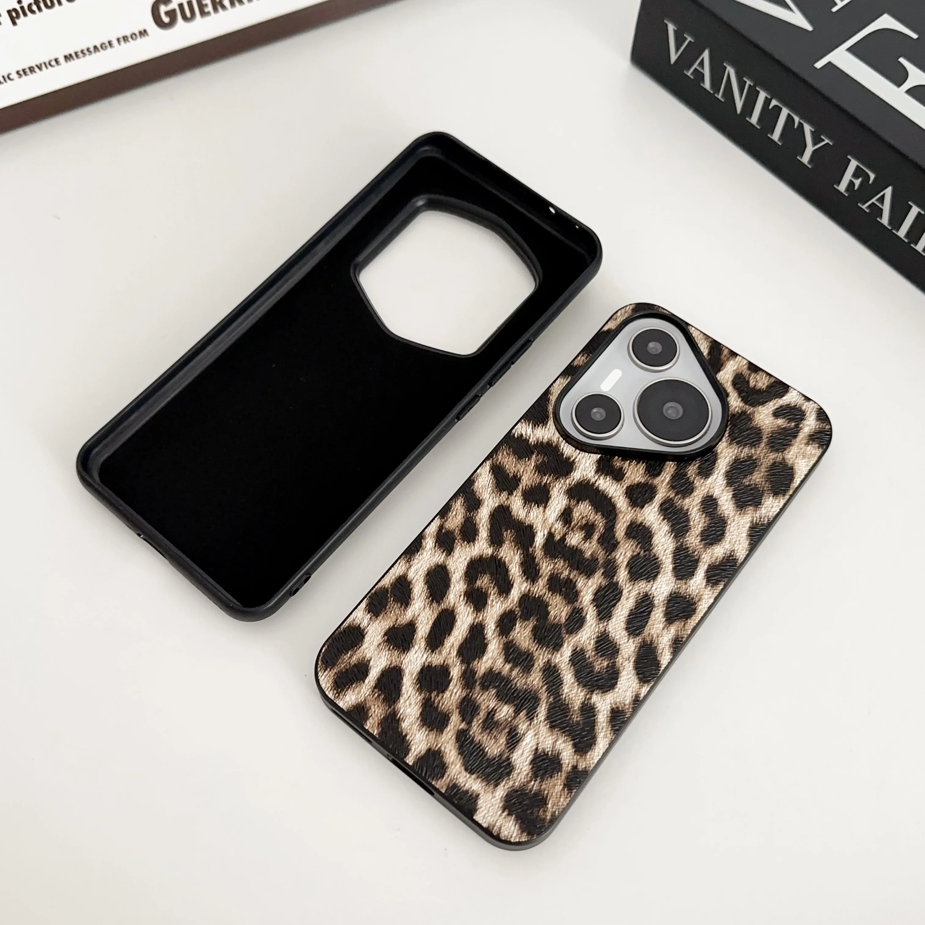 Shockproof Slim PU Leather Hard Case For Huawei Pura 70 Pro 70 Ultra 80 Pro, Matte Leopard Pattern Protection Phone Cover Funda