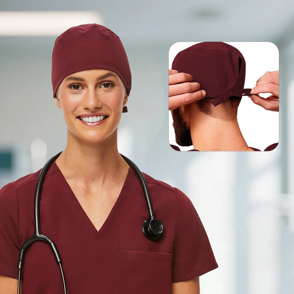 24 الصلبة الألوان النساء القبعات الممرضات العمل قبعة 4-way تمتد الشعر القصير الدعك Skullcap للرجال F-SG-02