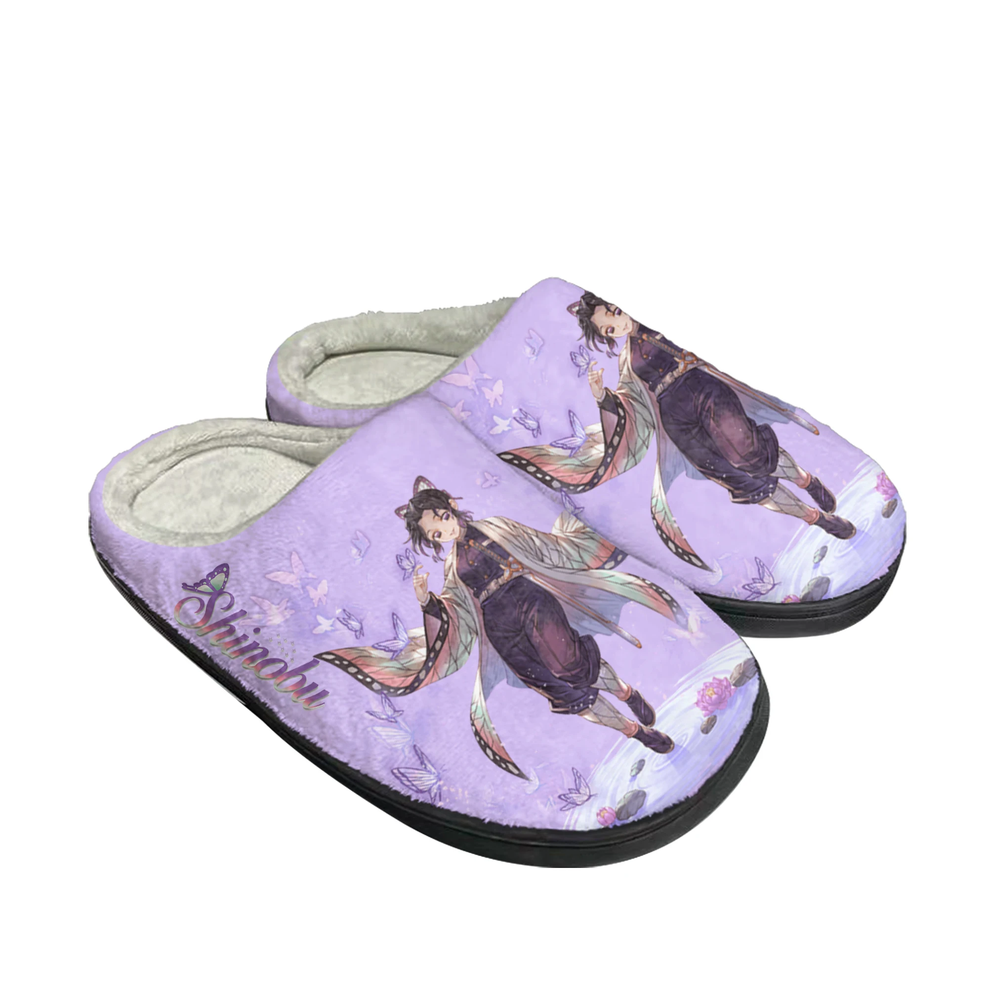 Insect Pillar Bug Shinobu Kocho Demon Slayer Home Cotton Custom Slippers Mens Womens Sandals Plush Keep Warm Thermal Slipper