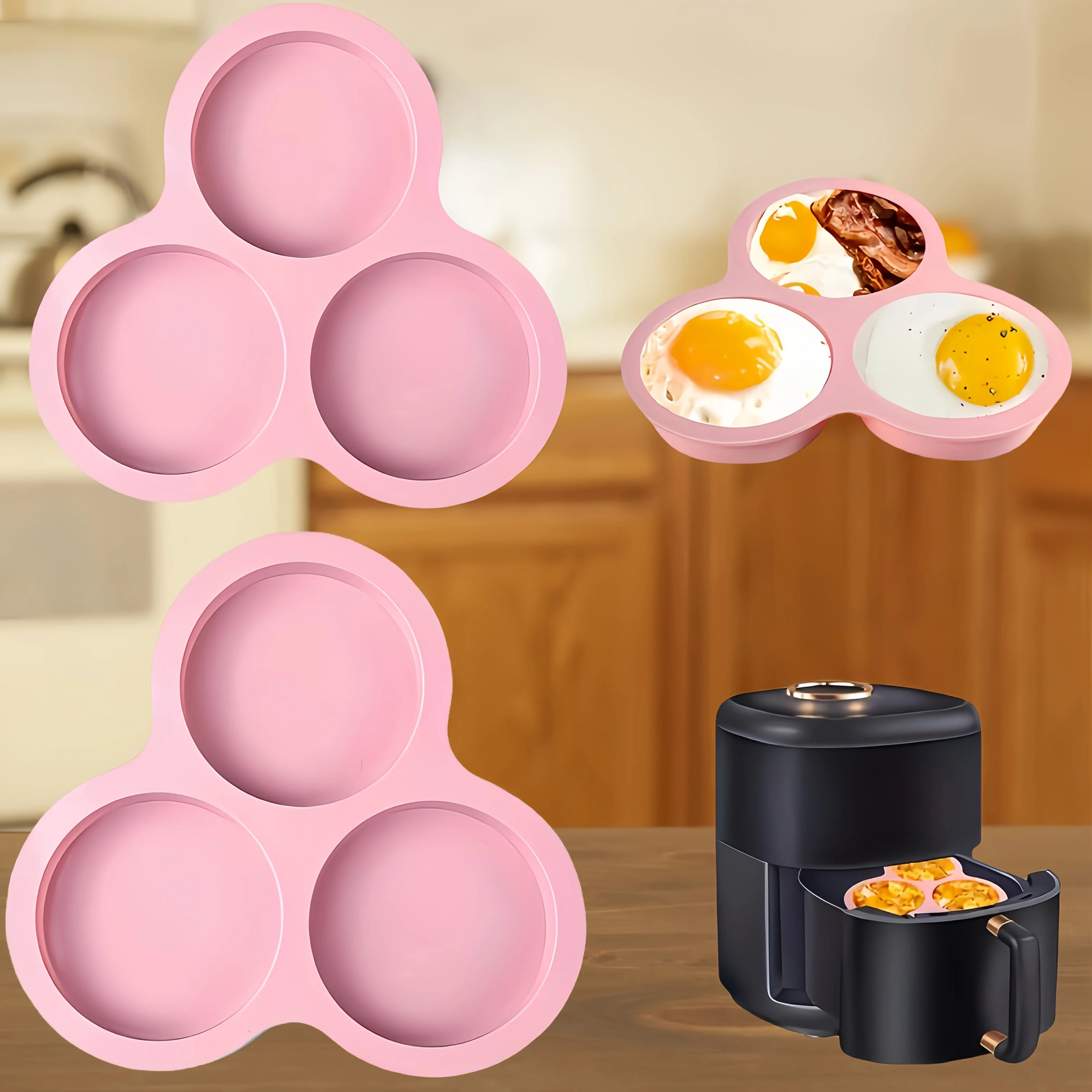 1pc Non-Stick Baking Mold - Microwave & Oven Safe up to 446°F/230°C, Flexible Food-Grade Silicone Cake Tray, Pastel Pink