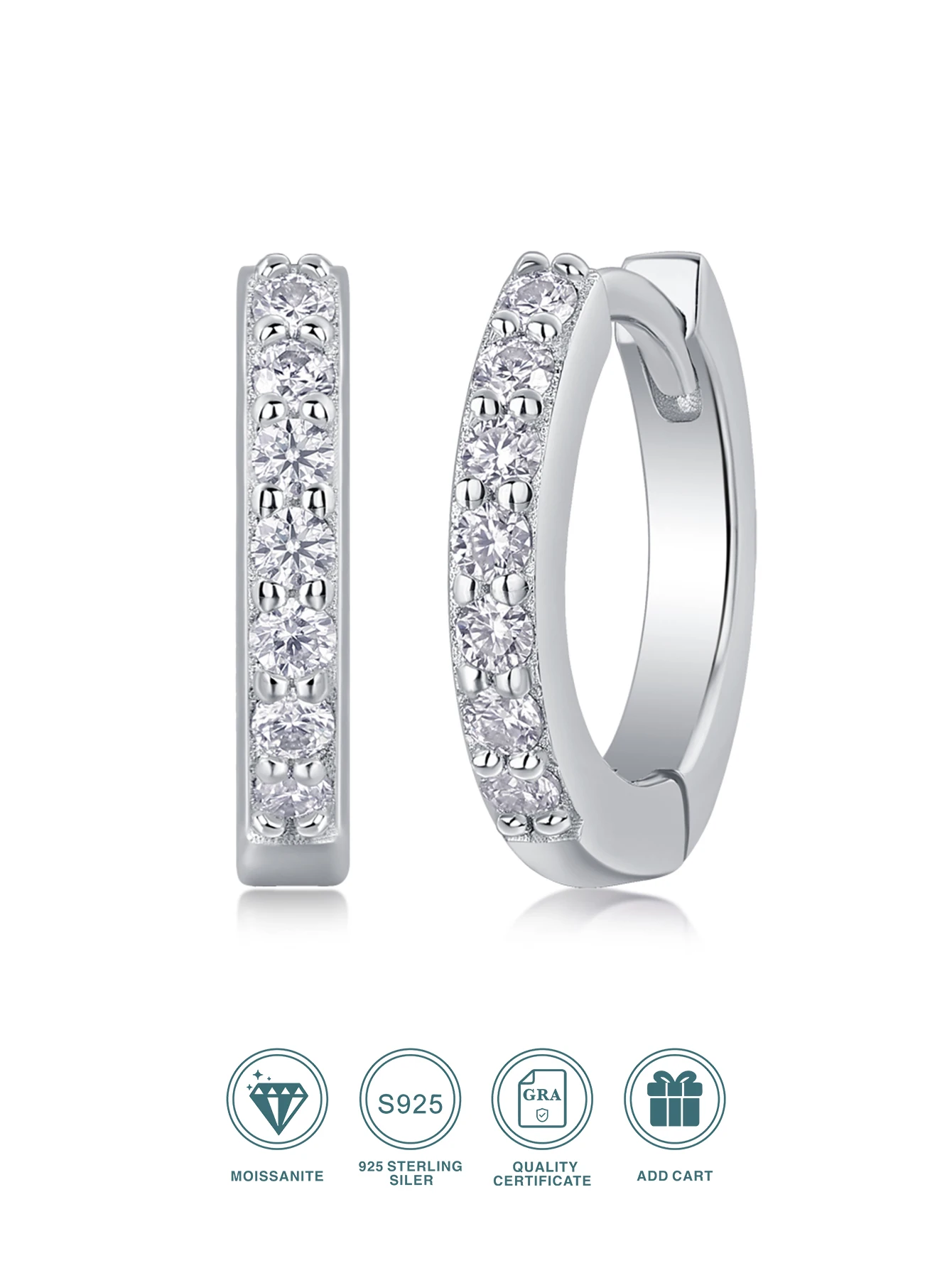 

1pair Moissanite Earrings Hoop Style 925 Sterling Silver 18K Gold Plated Classic Jewelry for Women Comes with GRA Certificate