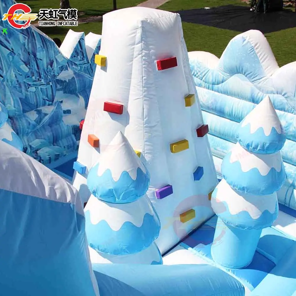 빠른 배송 6x6m 아이스 캐슬 에어바운스 슬라이드 포함 빙산 빙하 에어바운스 놀이터 (송풍기 포함)