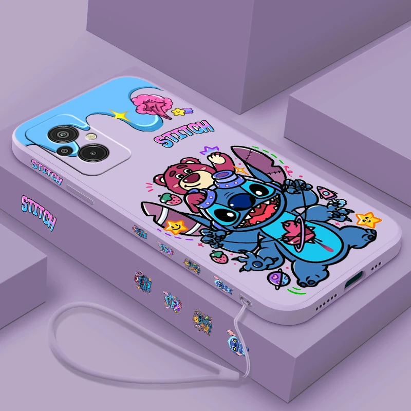 Disney Stitch Anime For Xiaomi Redmi 12C 11A 10C 10X 9T 9C 9AT 9A 8A 7A A2 A1 Plus Prime Liquid Left Rope Phone Case