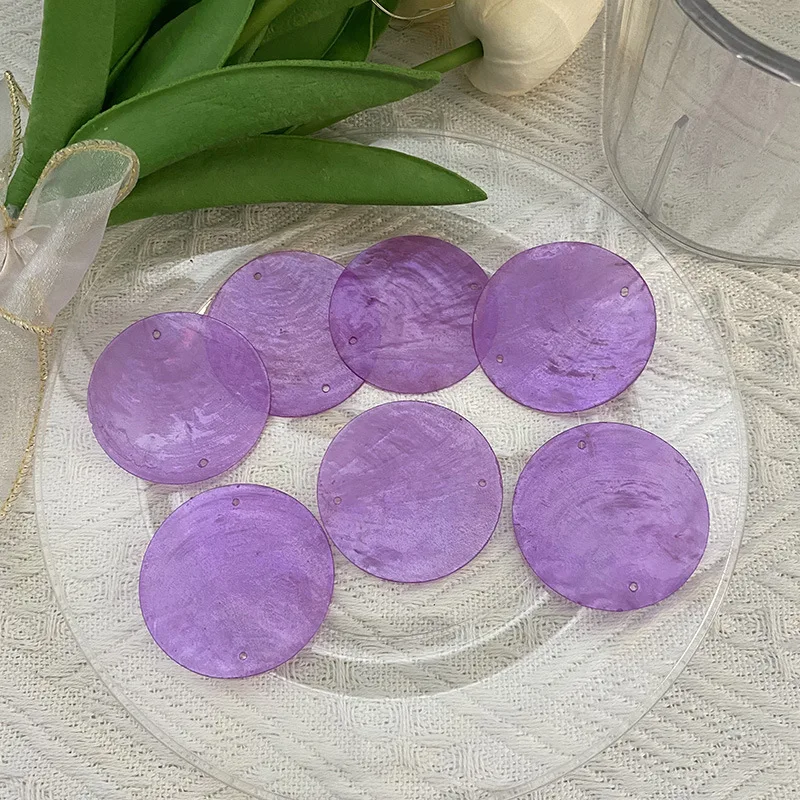 100Pcs 5cm Round Sea Shell Disc Mirror Handcrafted For DIY Home Waterfall Curtain Outdoor Windchime Patio Garden Decoration