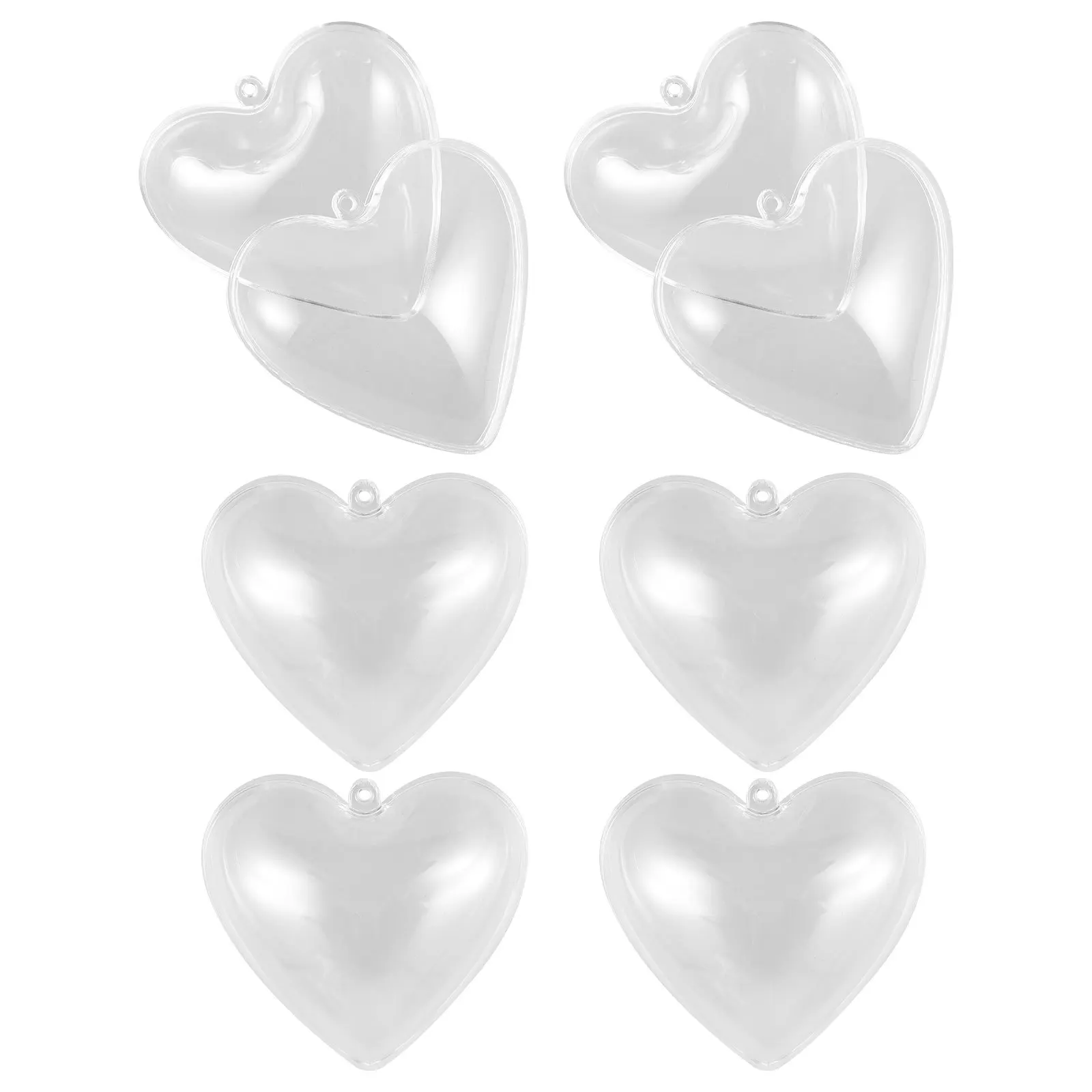 

6Pcs Clear Heart Christmas Balls Shatterproof Fillable Ornament Set for Holiday Wedding Birthday Decoration Craft DIY Supplies