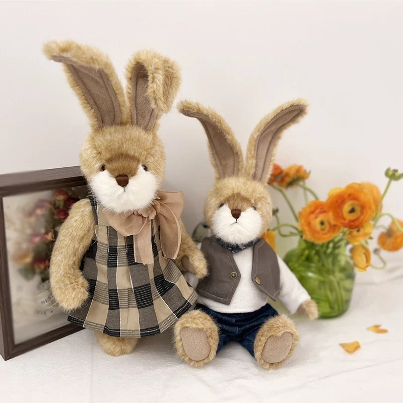 Cartoon Lange oren Konijn knuffels met beweegbare gewrichten Pluche konijn Paar konijntje speelgoed pop verjaardag vrienden cadeau Etalage