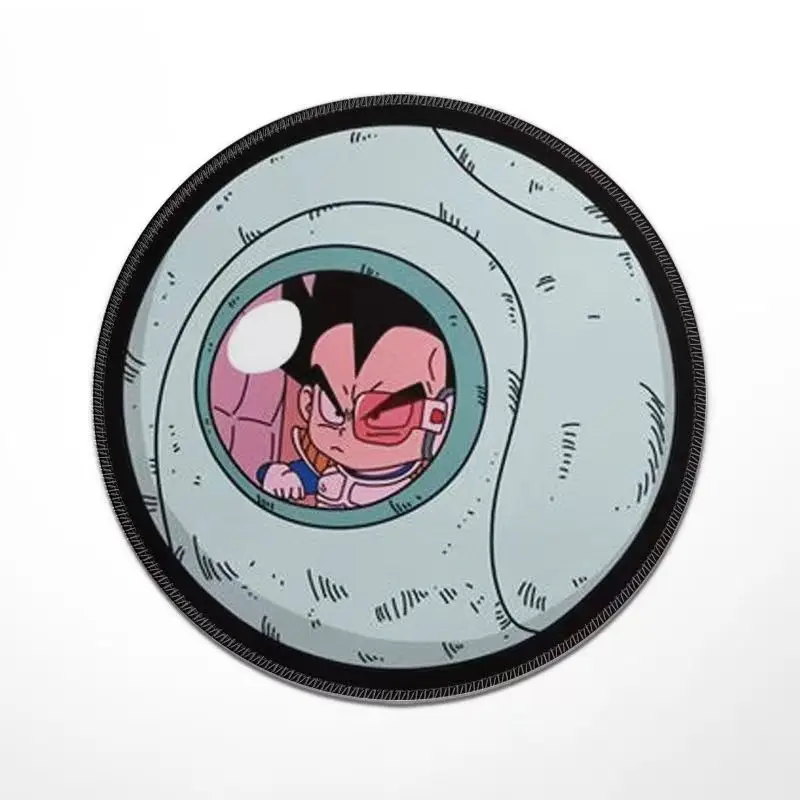 Alfombrilla de ratón redonda de Dragon Ball con un diseño creativo de un dispositivo volador que transporta a Vegeta, engrosada para uso en dormitorios