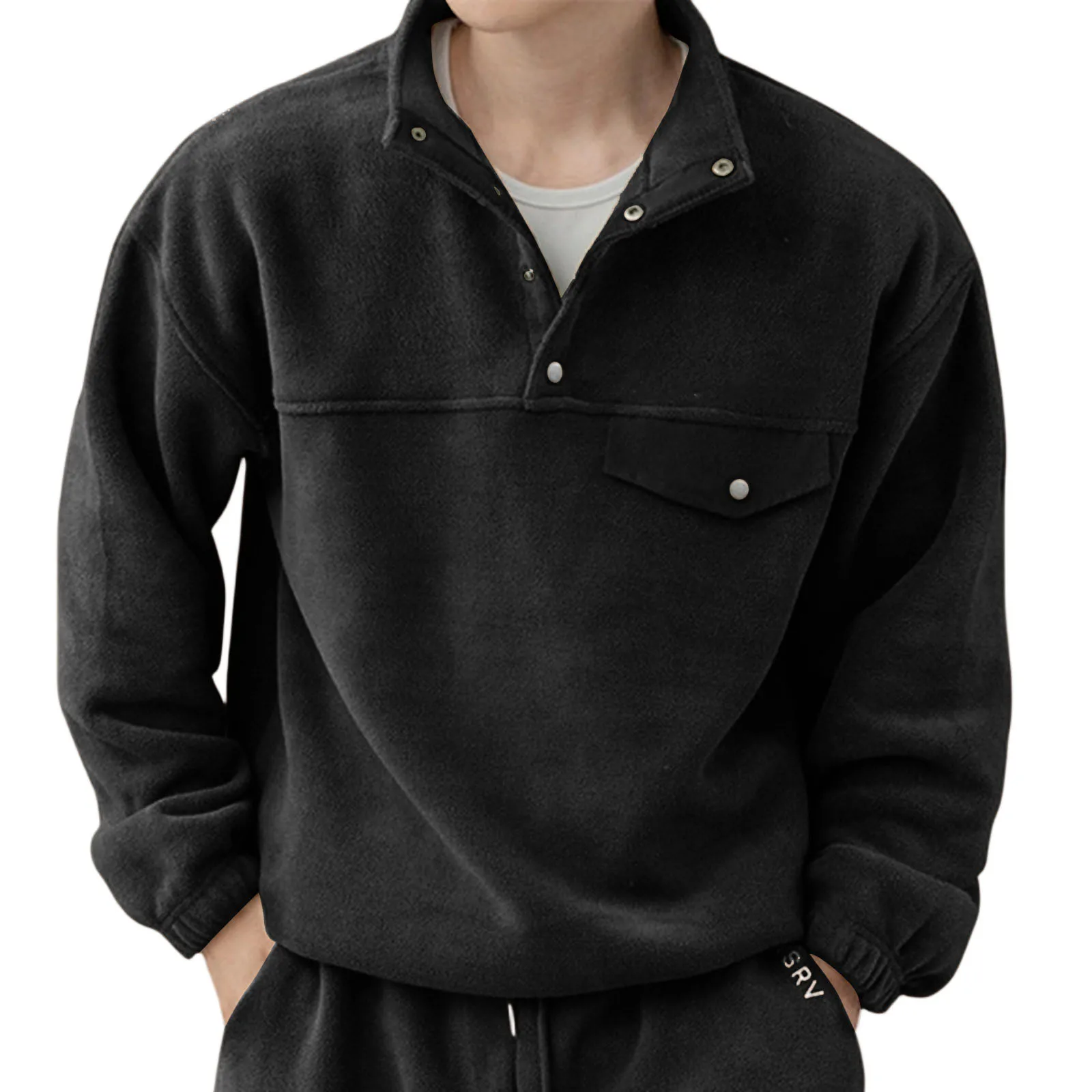 طوق بلون الصوف هوديي الرجال الشتاء عارضة الرياضة هوديي النمط الأمريكي الصوف هوديي السترة في الهواء الطلق #5