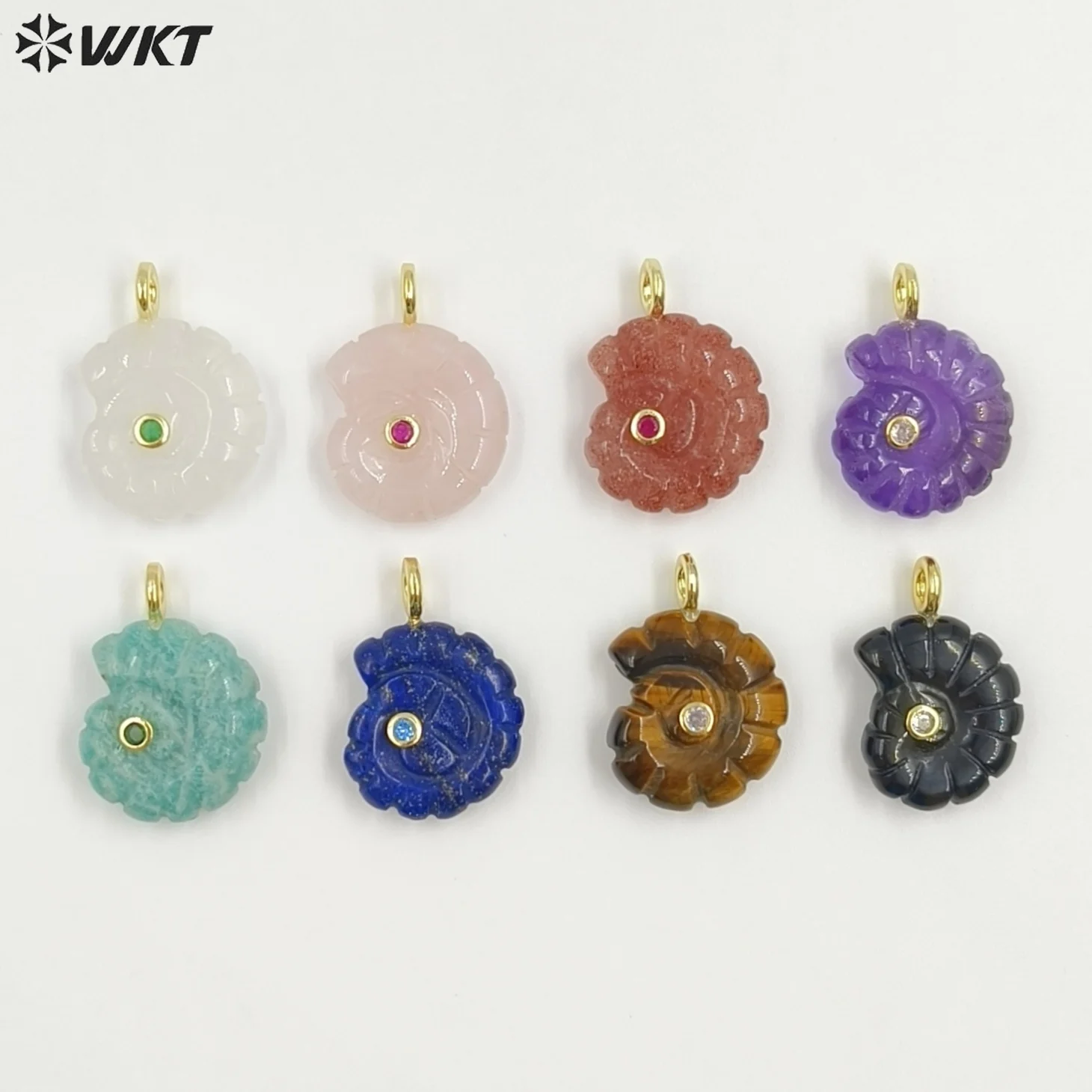

WT-P2051 New Arrival Special Snail Shape Accessory Making Thick And Solid Fine Gemstone&Zircon Paved Pendant