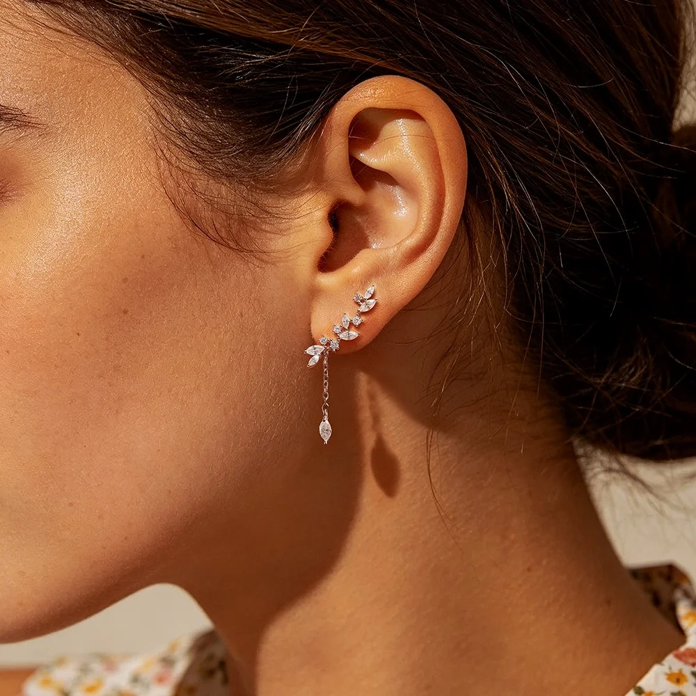 Onnelik Pass Diamond Test Tassel Flower Moissanite Drop Earrings 100% Real S925 Sterling Silver Dainty Bridal Fine Jewelry Gift