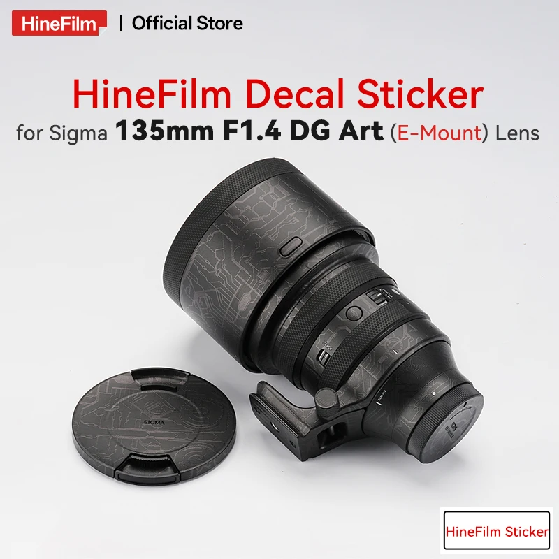 Hinefilm الجلد ل سيجما 135 مللي متر F1.4 DG الفن لسوني جبل عدسة ملصق 135F1.4 التفاف غطاء ل سيجما 135 1.4 عدسة الجلد الواقي