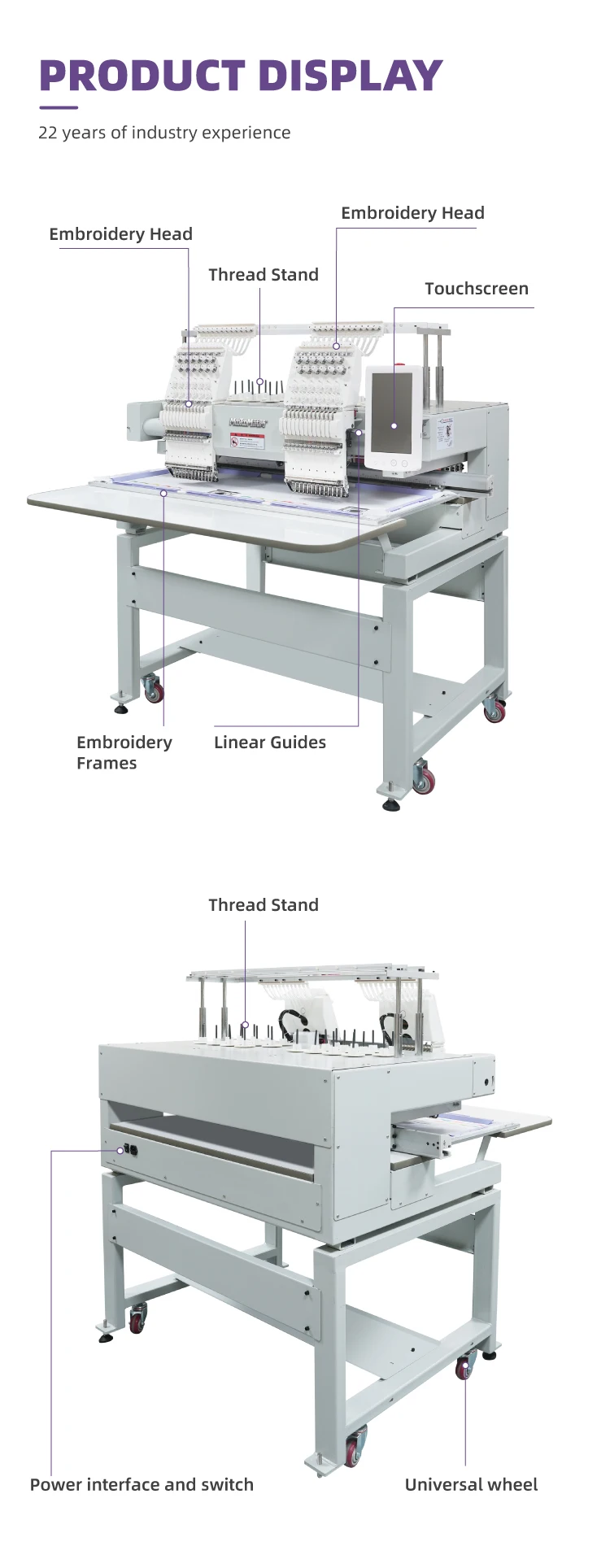 2025 مصنع رخيصة التسليم السريع 2 رئيس آلة التطريز المسطحة المحوسبة آلة التطريز الجديدة للتي شيرت