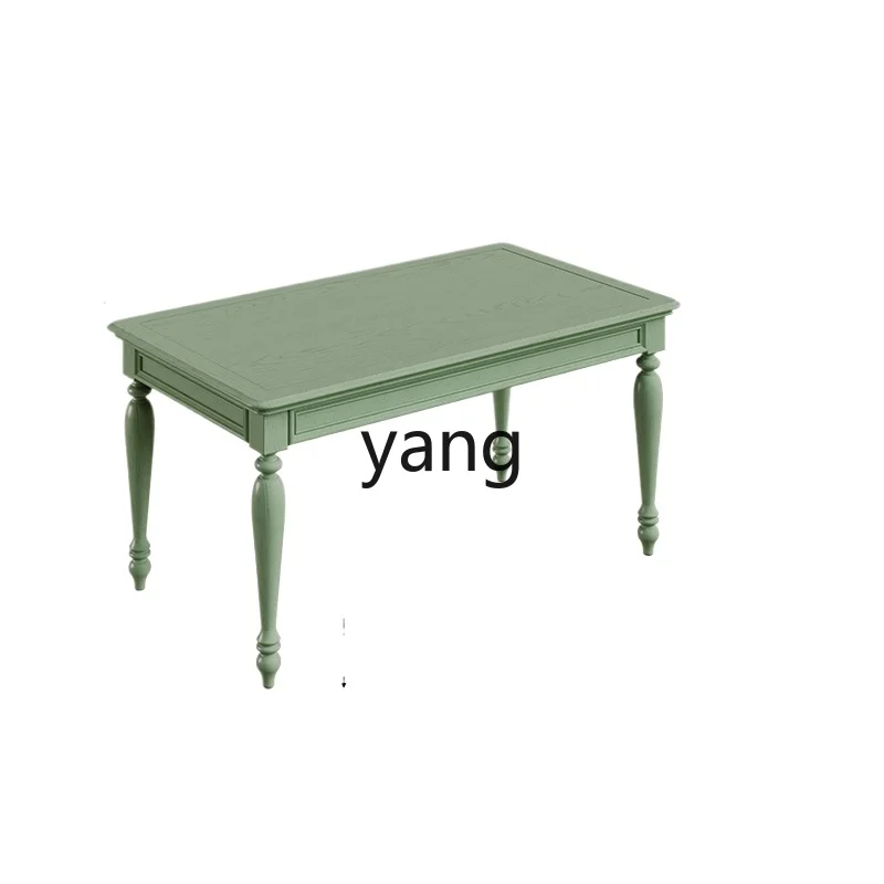 

CX Solid Wood Dining Table Small Apartment Home Rectangular Green Table