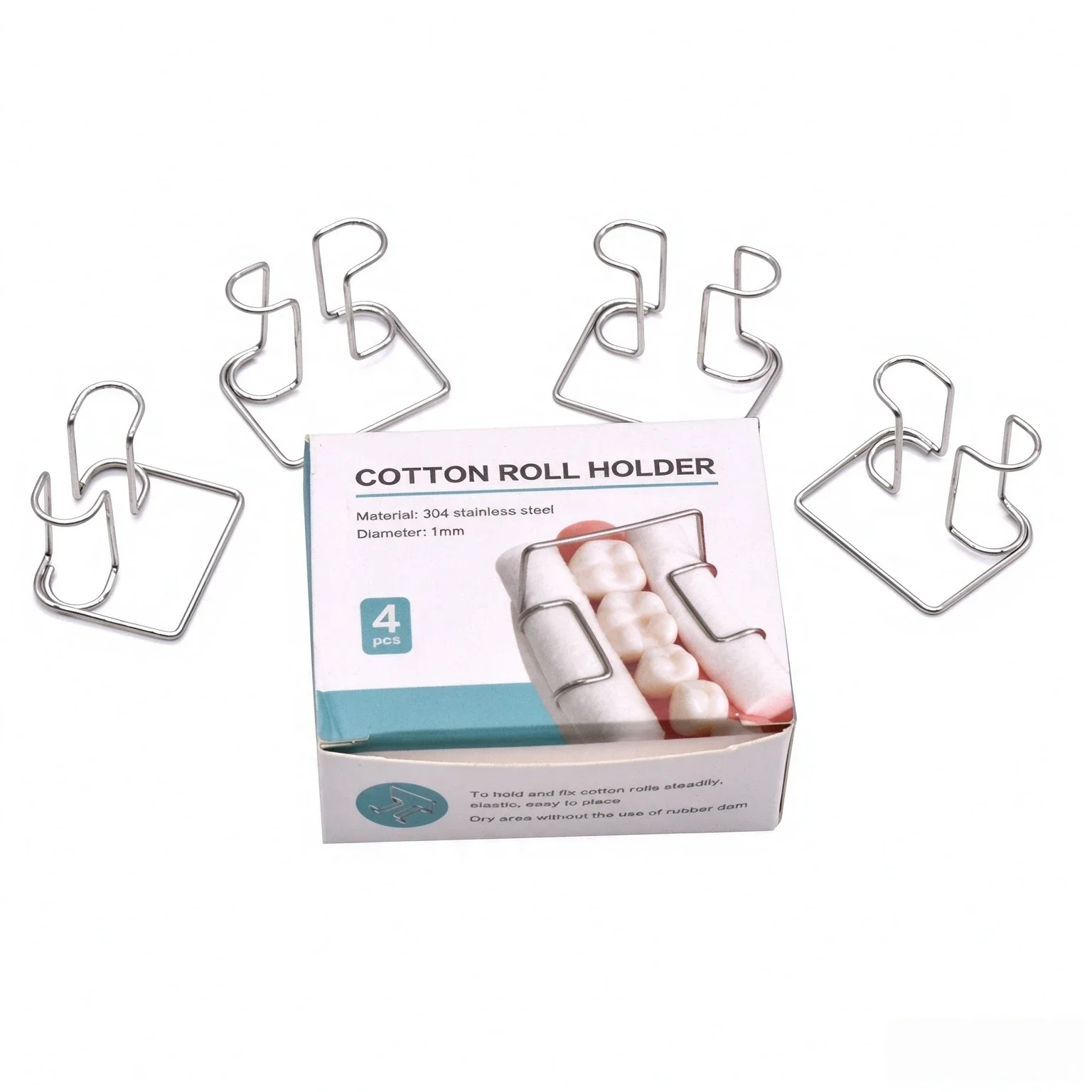 20×4pcs/box Dental Orthodontic Cotton Roll Clip Stainless Steel Autoclavable Cotton Roll Holder Dentistry Lab Tools