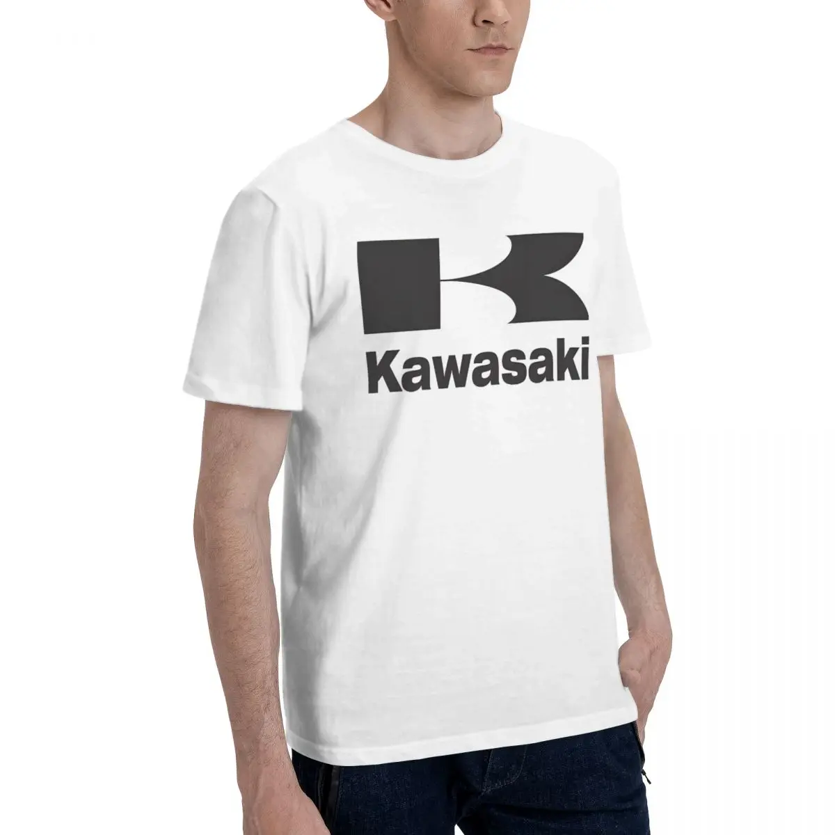 KAWASAKY-T-Shirt à Manches Courtes et Col Rond pour Homme, Vêtement Vintage en Pur Coton Original