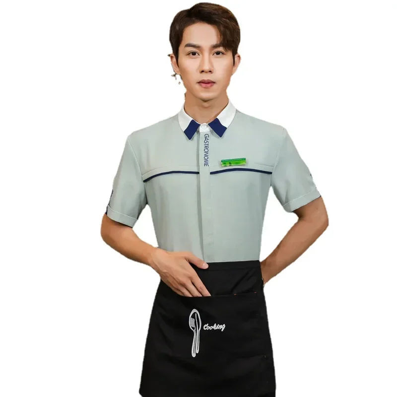 半袖ファーストフードブラウスホテル西洋レストランウェイターオーバーオール鍋ショップケータリング作業服ベーカリーティーハウス作業服
