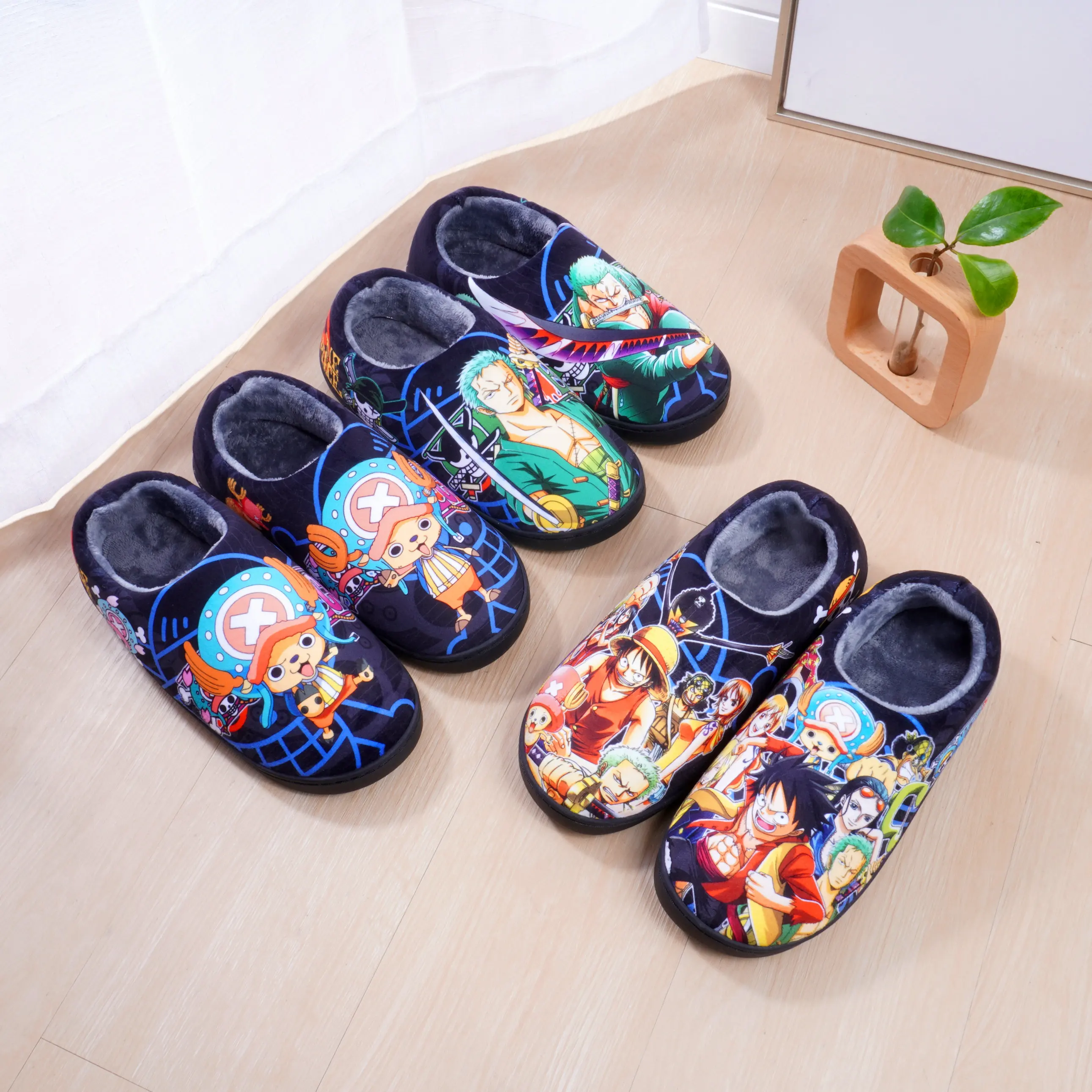 Anime Winter Thuis Slippers Op Verpakt Hak Slippers Indoor Schoenen Mannen Vrouwen Slippers Japanse Cartoon Slipper