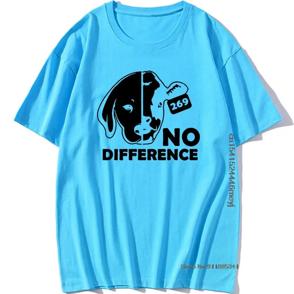 No Difference Dog Cow Vegan Vegetarian Hiphop Boyfriend T Shirts Funny Graphic Vintage Cool Cotton Short Sleeve O-Neck T-shirt