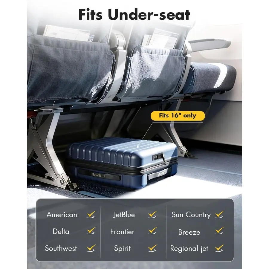 Inch Underseat Carry On Luggage Airline Approved, Hard Shell Suitcase with TSA Lock, Lightweight Spinner Wheels Durable ABS Comp view 3